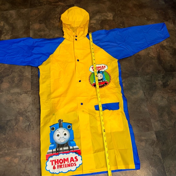 Thomas & Friends kids size 10 rain jacket hoodie 100% pvc back pack cover READ - Picture 3 of 14